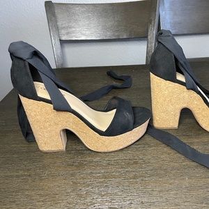 Cork Heels with Tie Up Calf
